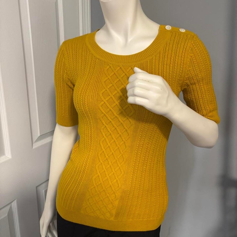 Banana Republic Yellow Cable Knit Sweater